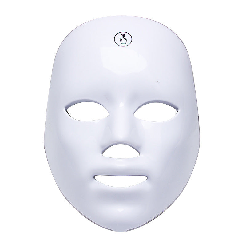 Front view of the white PhotonAura™ LED skin revival mask with cutouts for the eyes, nose, and mouth
