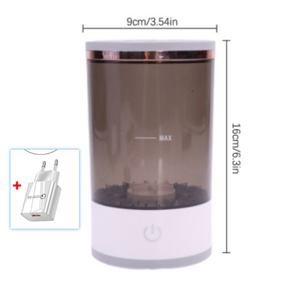 Front view of the SwiftClean™ electric makeup brush cleaner with dimension measurements