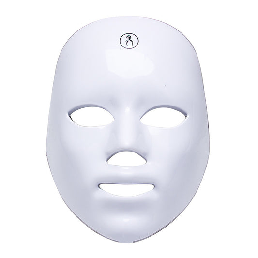 Front view of the white PhotonAura™ LED skin revival mask with cutouts for the eyes, nose, and mouth