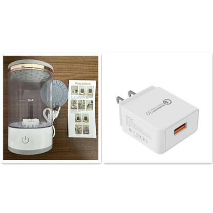 SwiftClean™ electric makeup brush cleaner with accessories, instruction card, and USB wall adapter