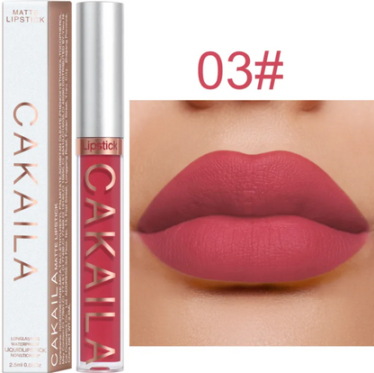 VelvetGlow™ lip color tube and box beside a rose-pink shade swatch