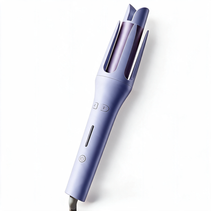 Lavender CurlMuse™ automatic curling wand with directional and power buttons on a white background