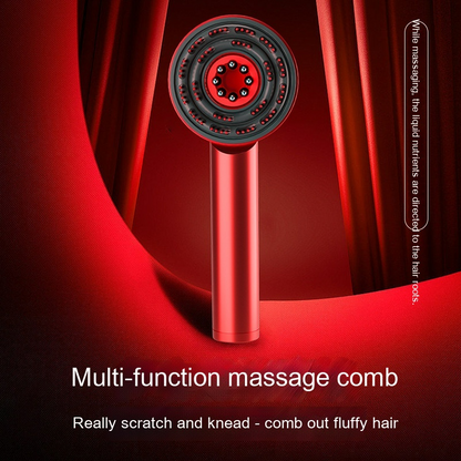 Red ScalpSerenity™ electric scalp massage comb shown from the front